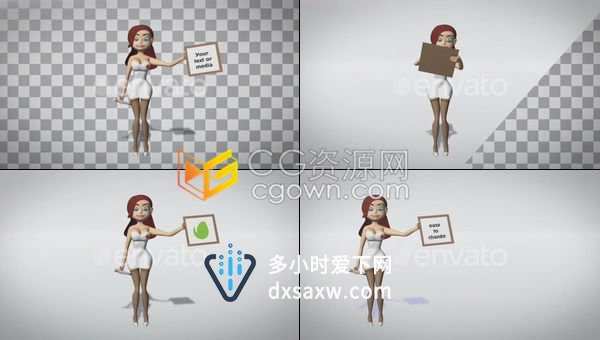 3D卡通护士人物角色手写板展示标志LOGO片头-AE模板下载