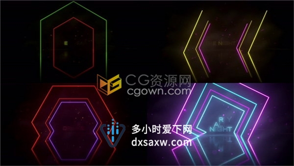 霓虹灯线条图形透视场景时尚宣传片庆典晚会活动开场视频-AE模板下载