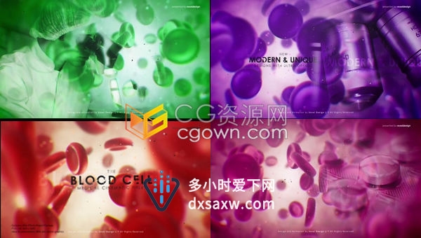显微镜下生物血红球细胞医用3D动态图形背景医学医疗片头-AE模板下载