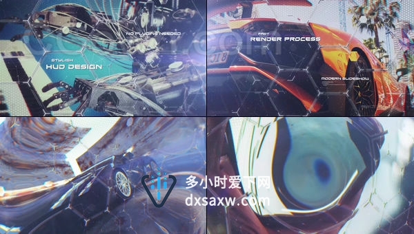 科幻风格六边形视差企业演示科幻演讲开场视频-AE模板下载