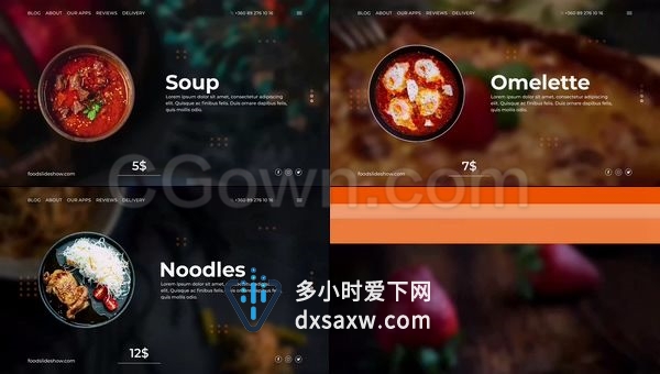 美食介绍餐饮网站宣传餐厅动态促销展示包装视频-AE模板下载