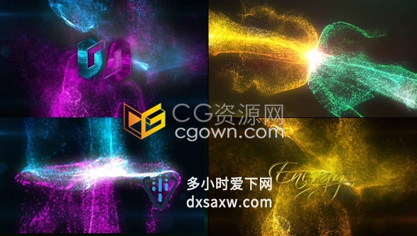 彩色特效流体流动粒子碰撞变形演绎动画标志LOGO片头-AE模板下载