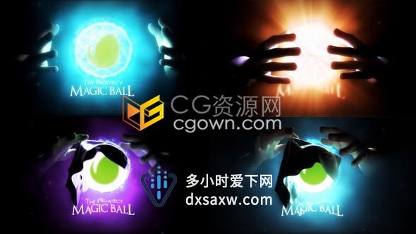 魔术手演示能量玻璃球动画制作科幻巫师魔法童话电影标志片头-AE模板