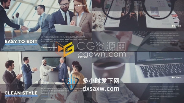 非常通用的企业宣传幻灯片现代优雅简洁商务演示视频-AE模板下载