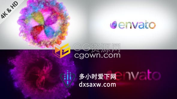 4K美丽彩虹旋转风车绽放多彩烟雾粒子特效LOGO片头-AE模板下载