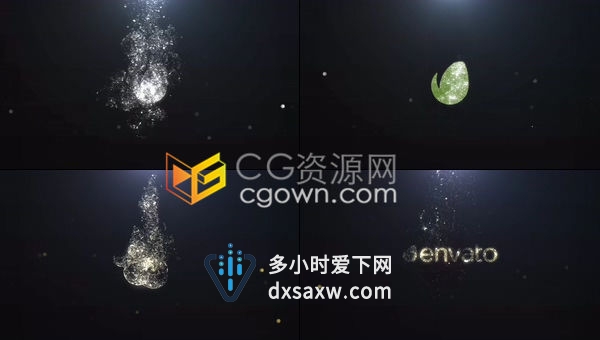 水底黑暗背景水花俯冲飞溅演绎气泡LOGO标志片头-AE模板下载