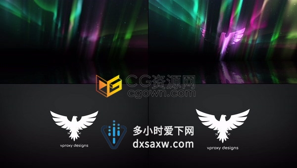 4K分辨率北极光绚丽多彩射线效果动画LOGO演绎片头视频-AE模板下载