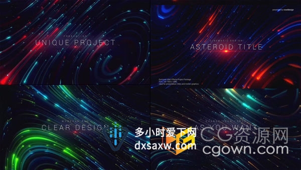 彩色流动粒子光效动感演播室背景现代空间感标题预告片-AE模板下载