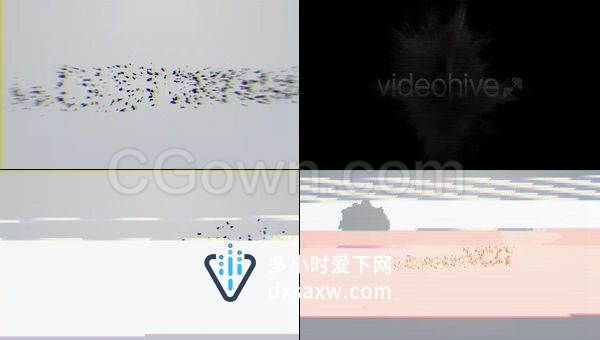 华丽扭曲畸变数字噪音开场白毛刺特效标志展示-AE模板下载