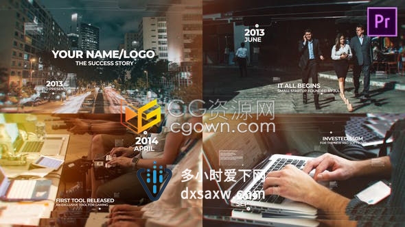 年会总结公司企业会议现代时间线演示介绍家庭相册旅行度假幻灯片-PR预设/AE模板