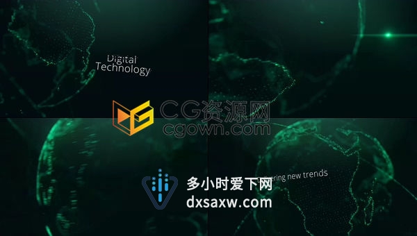 智慧地球创新科技无线网络技术宣传粒子背景数字星球故障效果文本动画-AE模板
