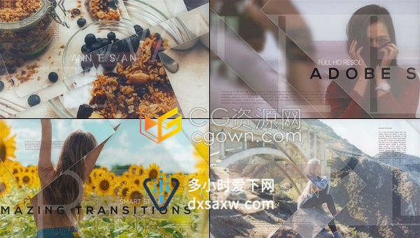 慢节奏幻灯片透明图形转场企业演示活动开场白视频-AE模板