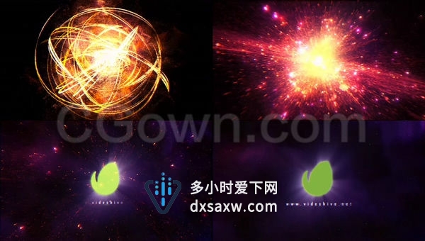 行星大爆炸冲击波粒子特效片头展示空间科学占星术宇宙探索标志-AE模板