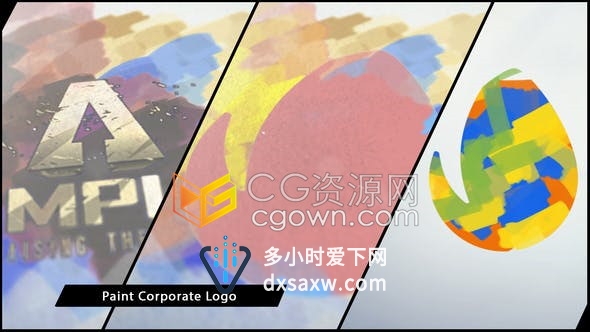 2种效果手绘绘图油漆笔刷动画展示企业LOGO效果视频片头-AE模板下载
