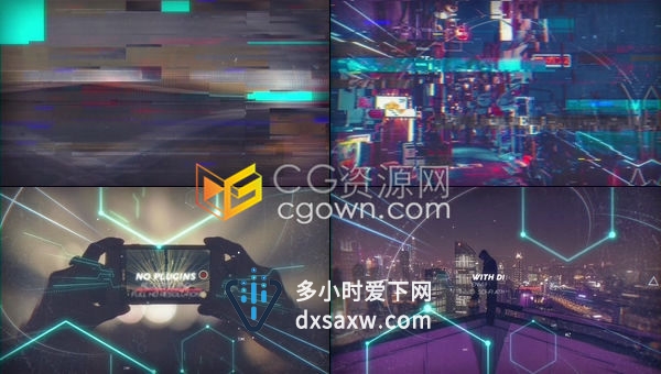 现代科技感电子发光点线背景数码视差效果标题演示幻灯片-AE模板