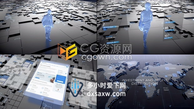 高科技数字数据3D场景介绍互联网信息创新企业宣传片视频制作-AE模板下载
