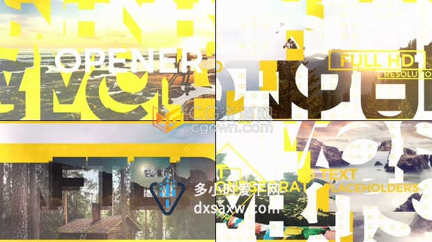 创意3D大文字遮罩动画夏天宣传视频片头简约现代介绍效果制作-AE模板