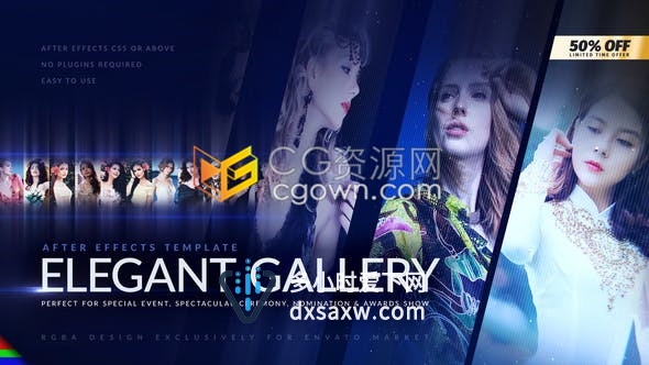 美容时尚行业团队成员照片展示活动奖项提名人物介绍开场视频片头-AE模板下载