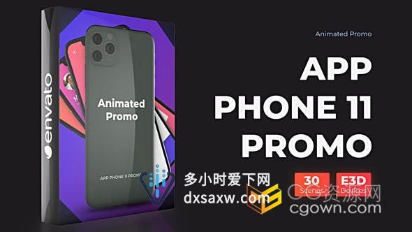 Phone 11 Pro Max模型样机演示动画手机移动应用应用程序广告网络视频宣传-AE模板