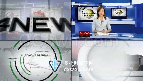 完整的广播设计新闻包突发新闻天气报告栏目包装-AE模板下载