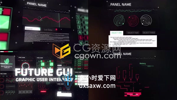 AE模板-高科技HUD元素GUI图形用户界面制作数字科学技术演示宣传片