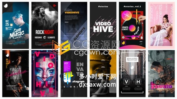 12组社交媒体APP小视频动画商业宣传广告效果制作工程文件-AE模板下载