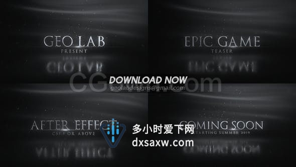 史诗恢弘大气闪光文字标题预告片画面震动粒子效果-AE模板下载