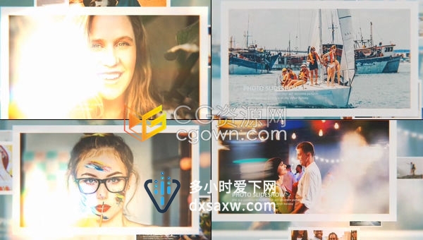 简约唯美温暖漏光效果现代三维视差特效视频相册婚礼照片幻灯片-AE模板