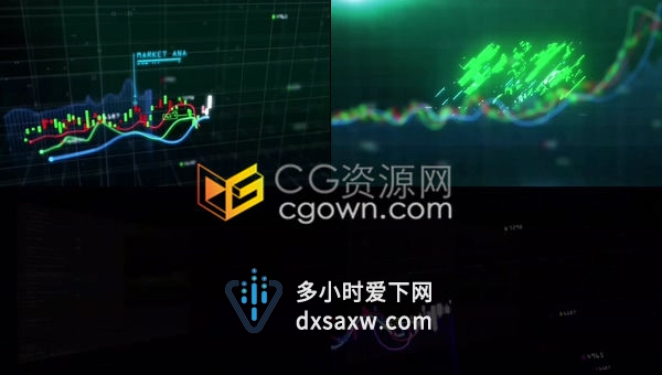 看涨的烛台图表弹出故障效果LOGO动画介绍区块链投资高科技商业图表-AE模板