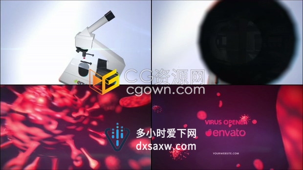 细胞病毒主题介绍医疗演示病毒感染传播纪录片社交媒体视频疫情片头-AE模板