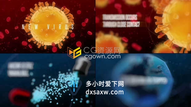 新型冠状病毒介绍视频制作细胞nCoV流行病毒医学宣传介绍动画-AE模板