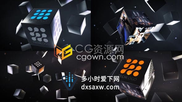 抽象商业立方体3D多维数据集标志显示LOGO片头-AE模板下载