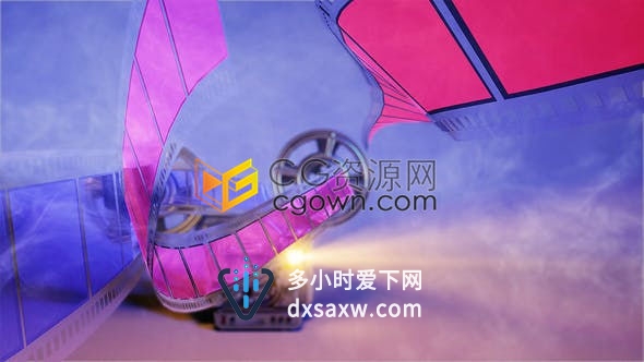 三维电影带复古胶卷影像机演绎影视公司标志LOGO片头-AE模板