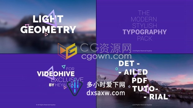 AE模板下载10个简单图形动画字幕条栏目包装文字标题排版效果