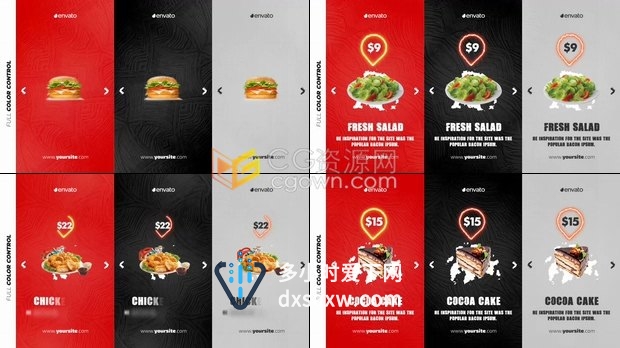 竖屏幕效果广告制作食品餐厅咖啡馆推广菜单标价效果视频动画-AE模板下载