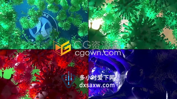 制作三维溶解病毒效果预防抵抗消杀病毒医护设备公司标志LOGO片头-AE模板