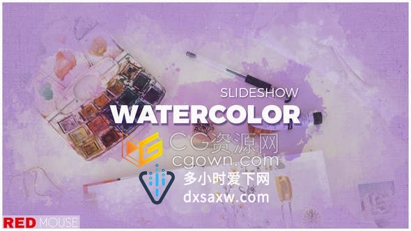 艺术水彩画效果甜美可爱手绘动画元素幻灯片展示作品相册活动预告片-AE模板
