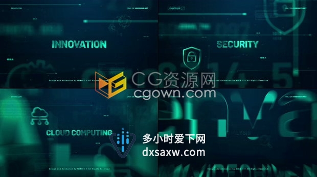 AE模板下载高科技区块链图形动画科学技术医学未来数字公司宣传视频片头