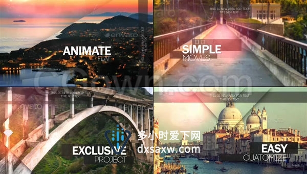 玻璃光泽视差画面效果展示城市企业宣传相册-AE模板下载