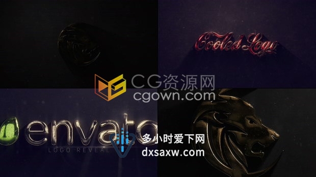 K分辨率雪花粒子飞飘烟雾效果3D金色金属质感LOGO动画视频片头-AE模板下载