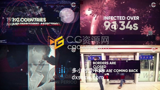 热门新闻统计数据公告毛刺效果医疗卫生视频病毒感染事件介绍开场-AE模板