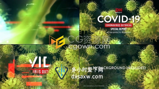 COVID-19新型冠状病毒肺炎报告突发新闻宣传介绍视频片头-AE模板下载