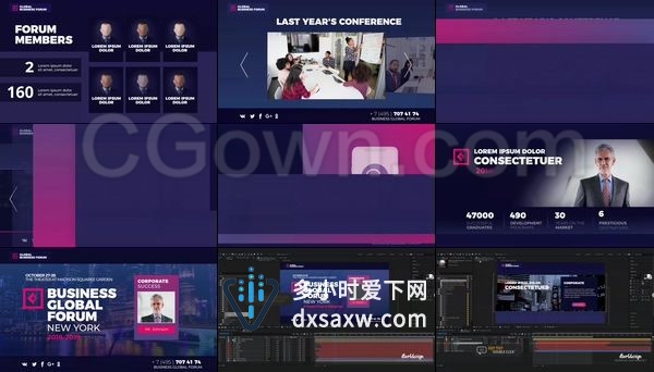 事件宣传业务演示商务演讲会议动态过渡包装开场动画-AE模板下载