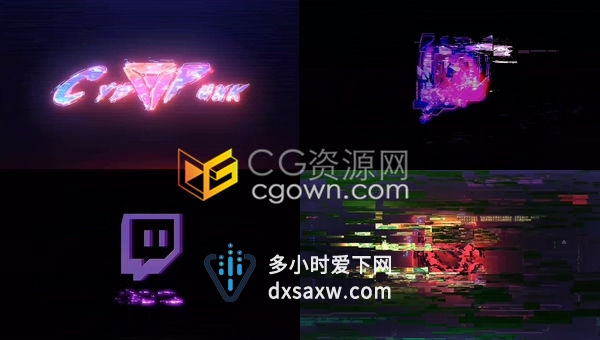 明亮快速数字故障朋克风街道霓虹灯店铺招牌标志LOGO动画-AE模板下载