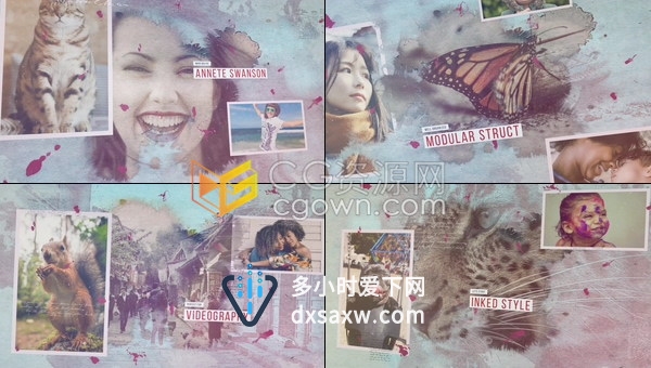 美好回忆水墨晕染动画展示照片冒险历史纪录片回忆幻灯片相册视频-AE模板下载