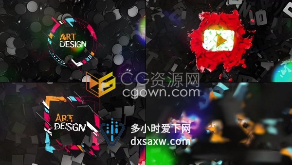 创意落下形状正方形星形3D投影LOGO效果视频片头动画制作-AE模板下载
