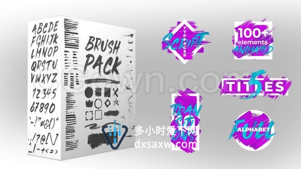 毛笔油漆笔迹刷子特效包画笔喷溅手绘元素标题动画水彩文字效果合集-AE模板下载
