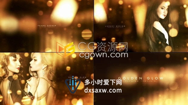 金色辉光失焦背景展示企业颁奖典礼魅力珠宝宣传活动预告片-AE模板下载