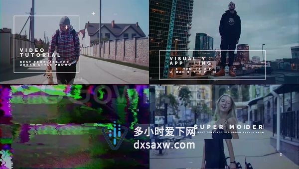 城市宣传片故障画面撕裂毛刺特效信号损坏动态视频-AE模板下载