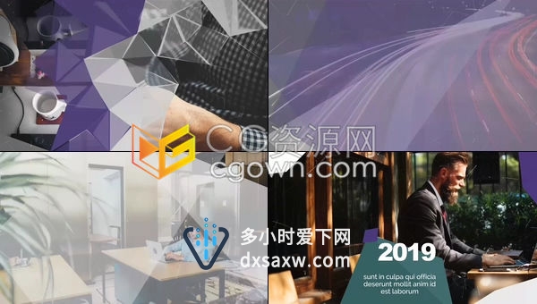 现代商务风几何图形转场公司简介企业时间线业务演示相册-AE模板